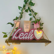 Personalised Layered Name and Heart Mirror Room Sign