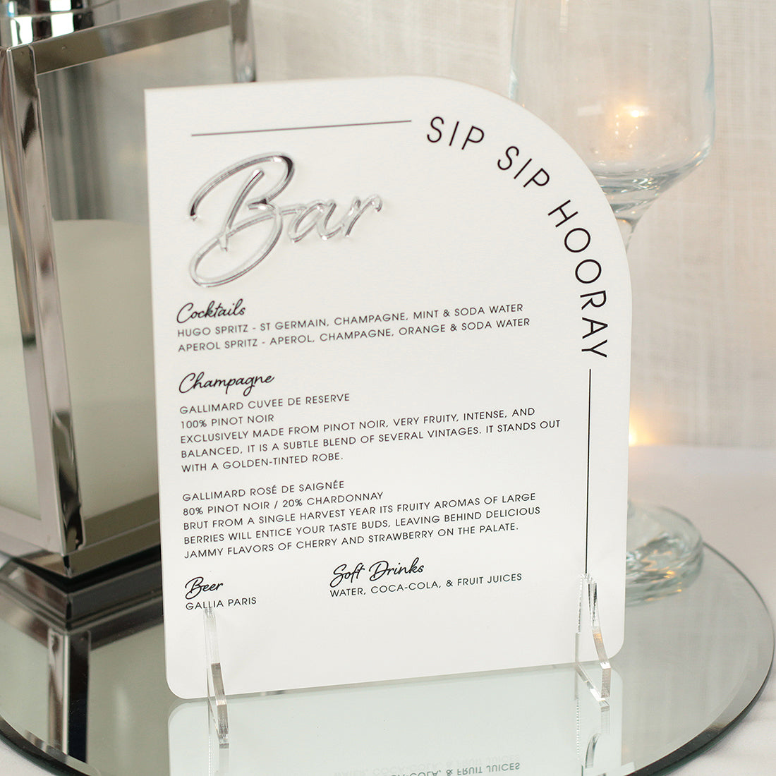 Modern Arch Acrylic Business Bar Drinks Menu Sign-Love Lumi Ltd