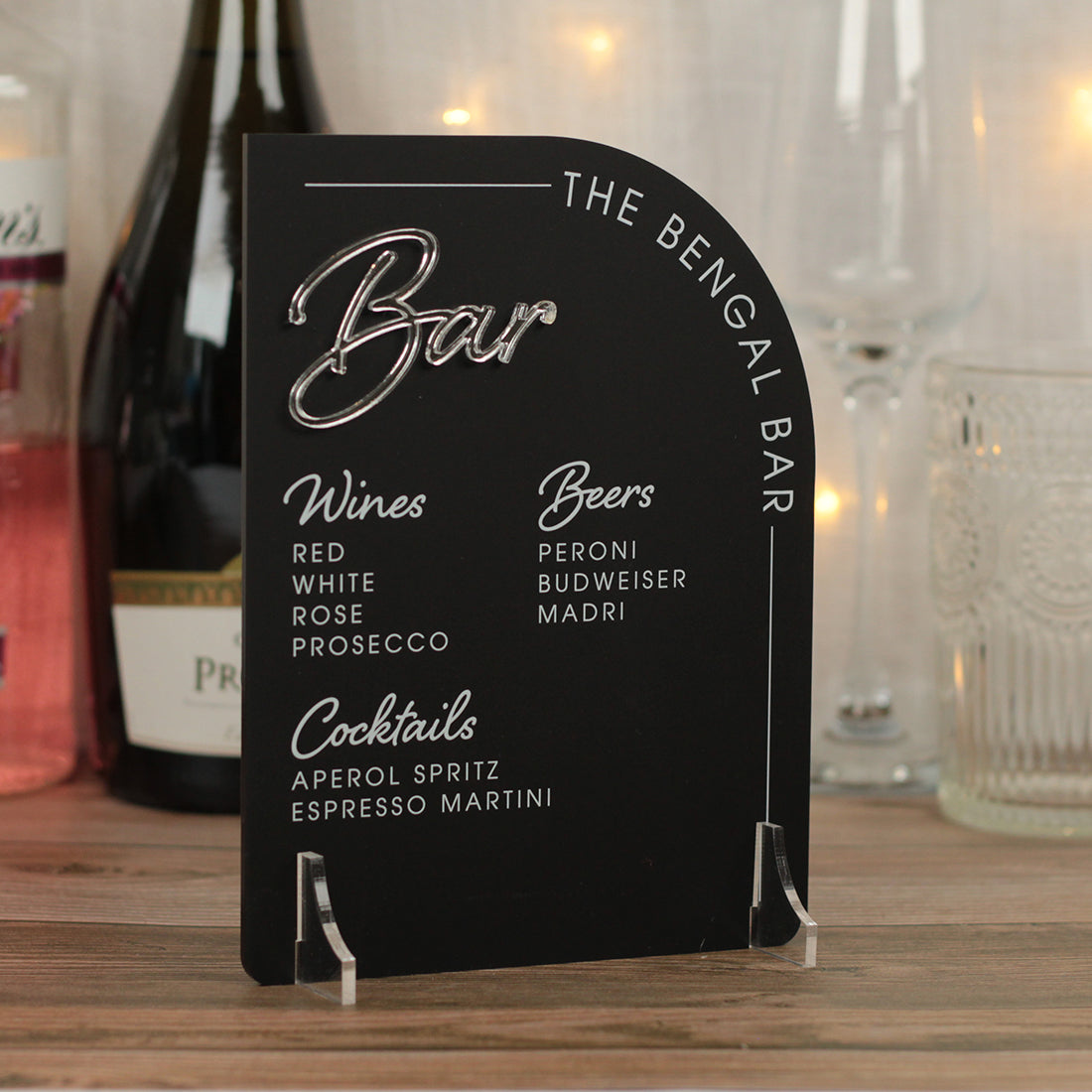 Modern Arch Acrylic Business Bar Drinks Menu Sign-Love Lumi Ltd