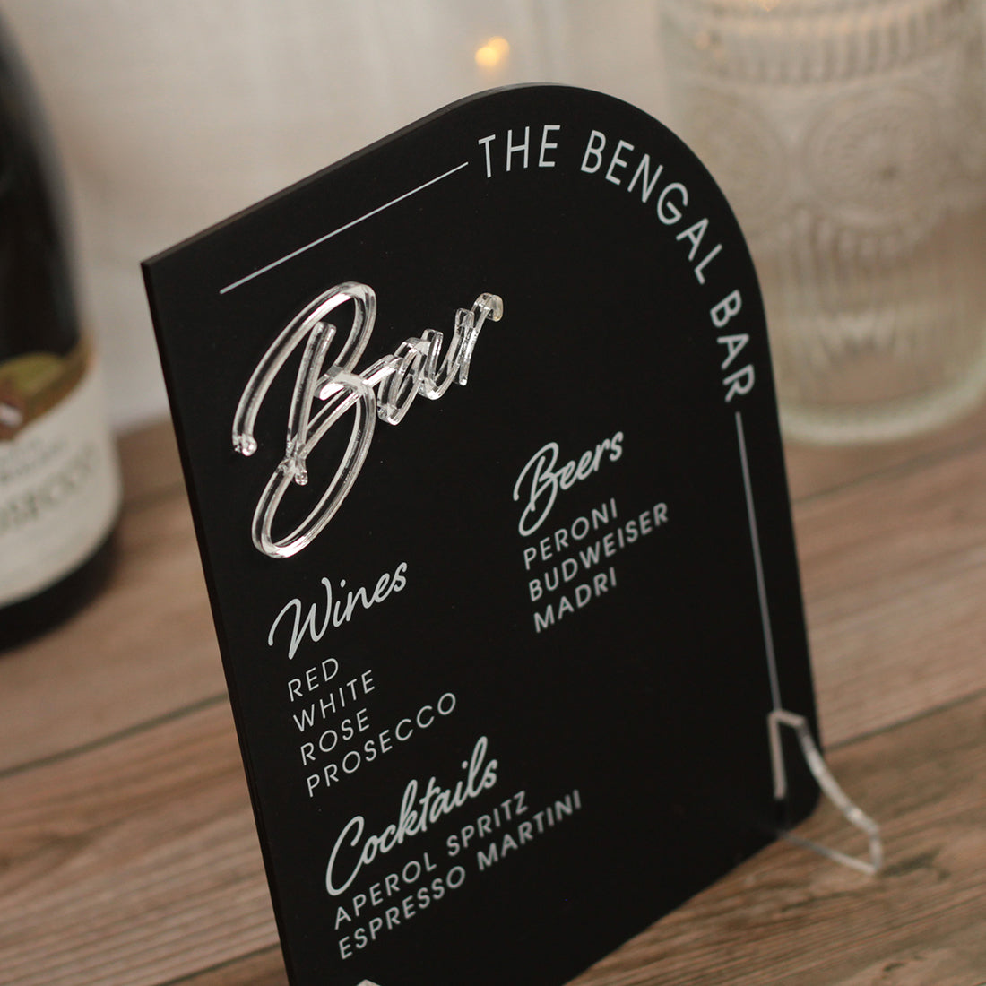 Modern Arch Acrylic Business Bar Drinks Menu Sign-Love Lumi Ltd