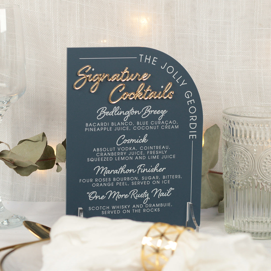 Modern Arch Acrylic Business Bar Drinks Menu Sign-Love Lumi Ltd