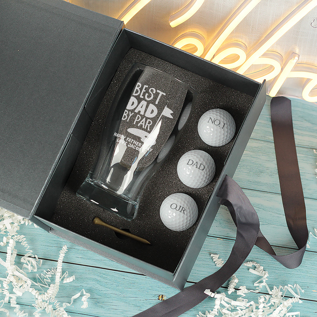 Best Dad by Par Pint Glass and Golf Balls Gift Boxed Set