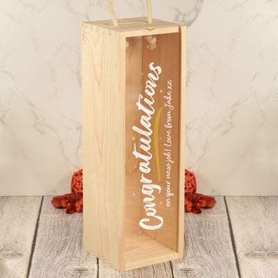 Congratulations Champagne Bottle Box with clear lid