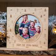 Christmas Photo Engraved Wooden Family Keepsake Greetings Card
