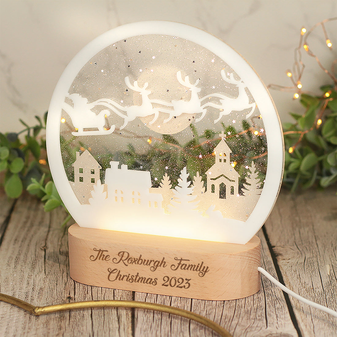 Christmas Winter Village Sparkling Night Sky Snow Christmas Light Decoration-Love Lumi Ltd