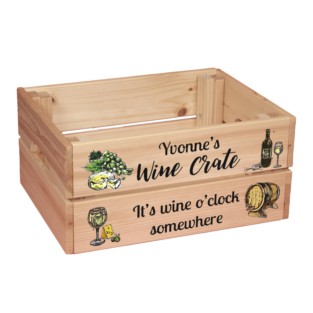 Personalised White Wine Treat Hamper Gift Crate-Love Lumi Ltd