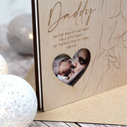 Wooden Engraved Holding Hands 1st Father's Day Birthday Photo Keepsake Greetings Card