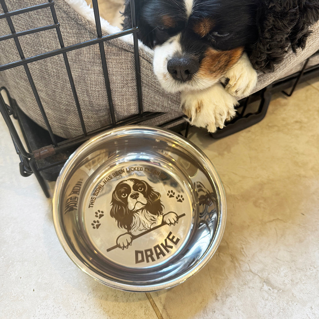 Custom Dog Breed 'Licked Clean By' Non Slip Food Bowl