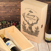 Christmas Stag Double Wine Bottle Gift Box
