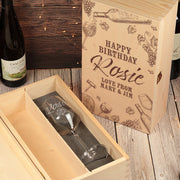 Wine Grape Vine Luxury Gift Set Bottle Box with Glass
