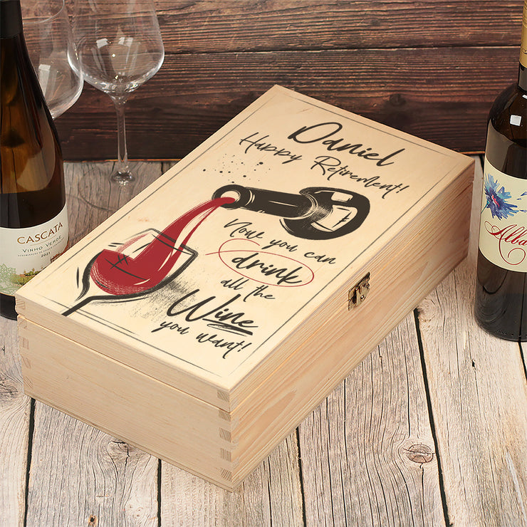 Personalised White or Red Double Wine Bottle Gift Box