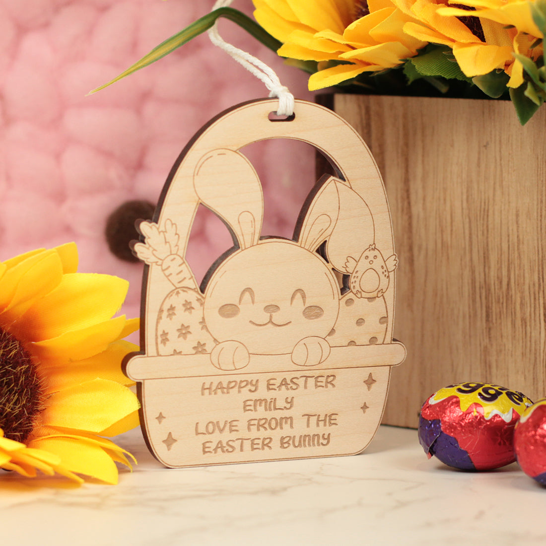 Personalised Easter Bunny Basket Hanging Tag Decoration-Love Lumi Ltd