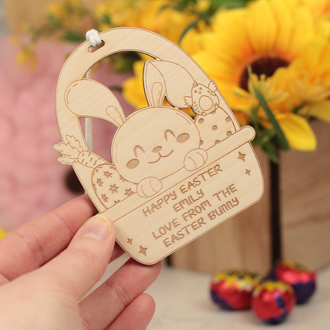 Personalised Easter Bunny Basket Hanging Tag Decoration-Love Lumi Ltd