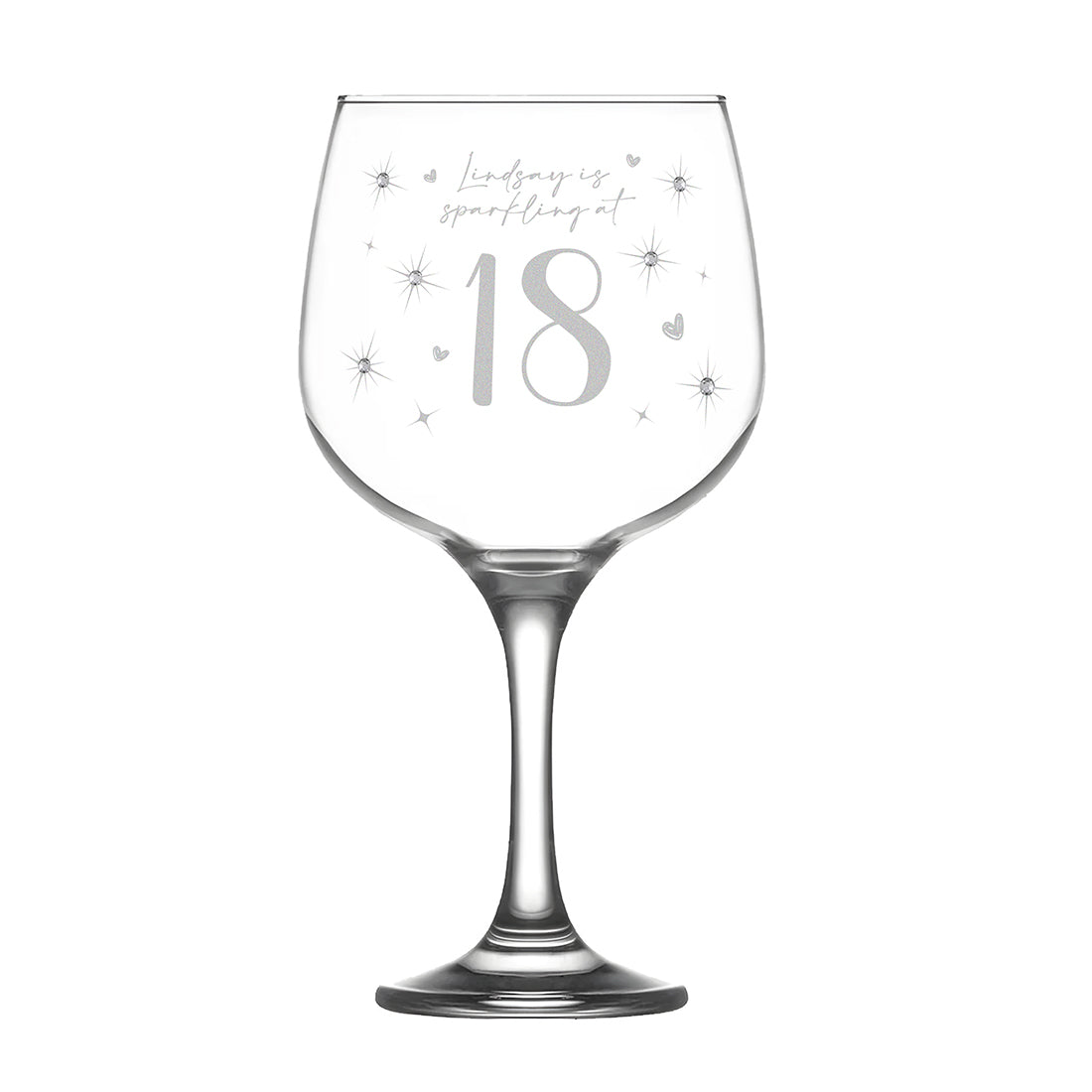 18th Birthday Diamante Embellished Gin Glass and Bath Bomb Gift Set