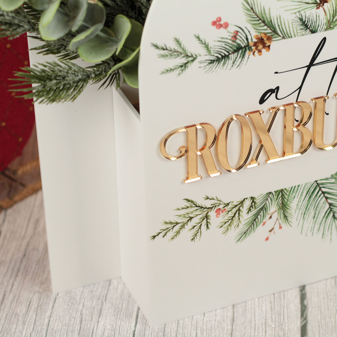 Personalised Freestanding Acrylic Christmas Flower Display Box Sign
