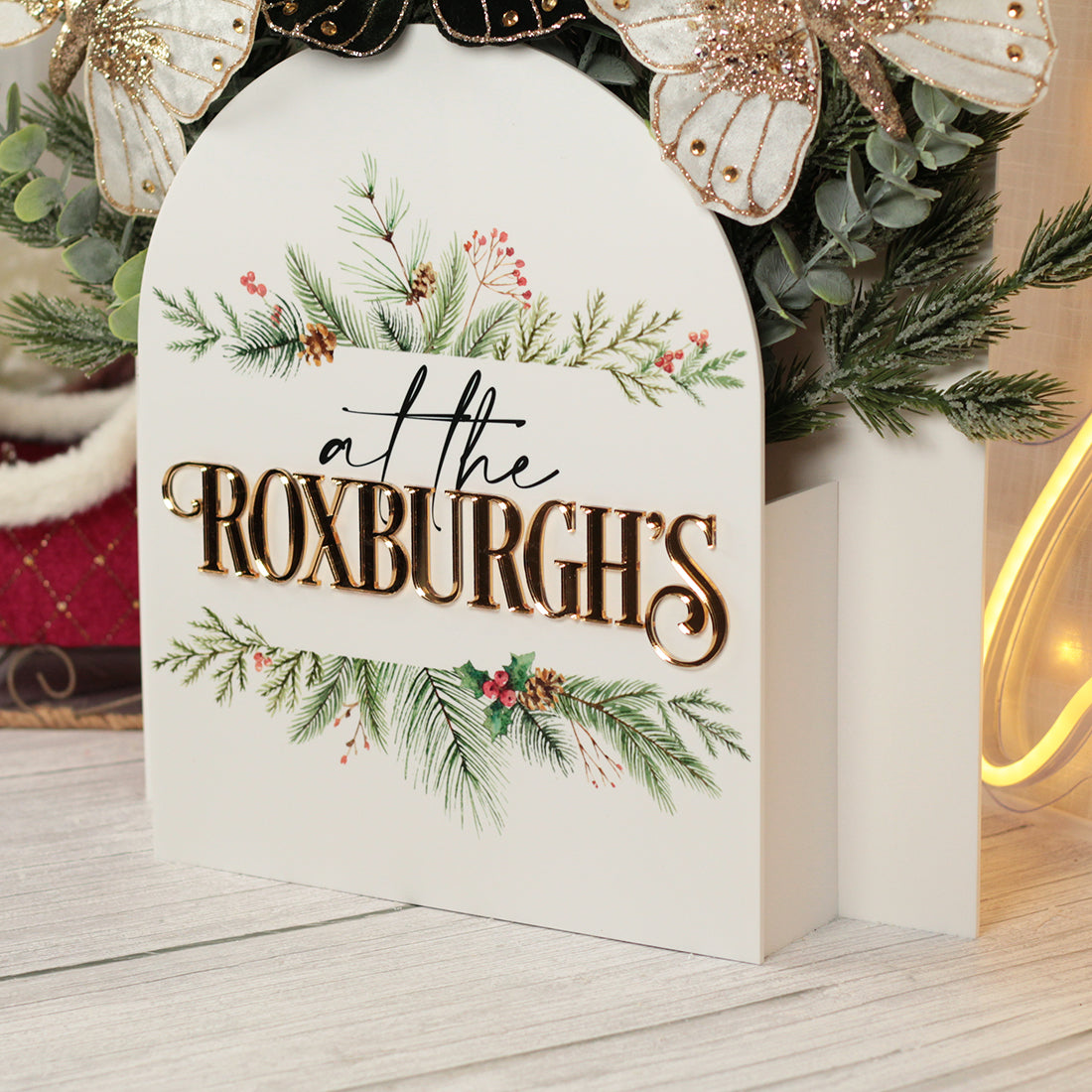 Personalised Freestanding Acrylic Christmas Flower Display Box Sign