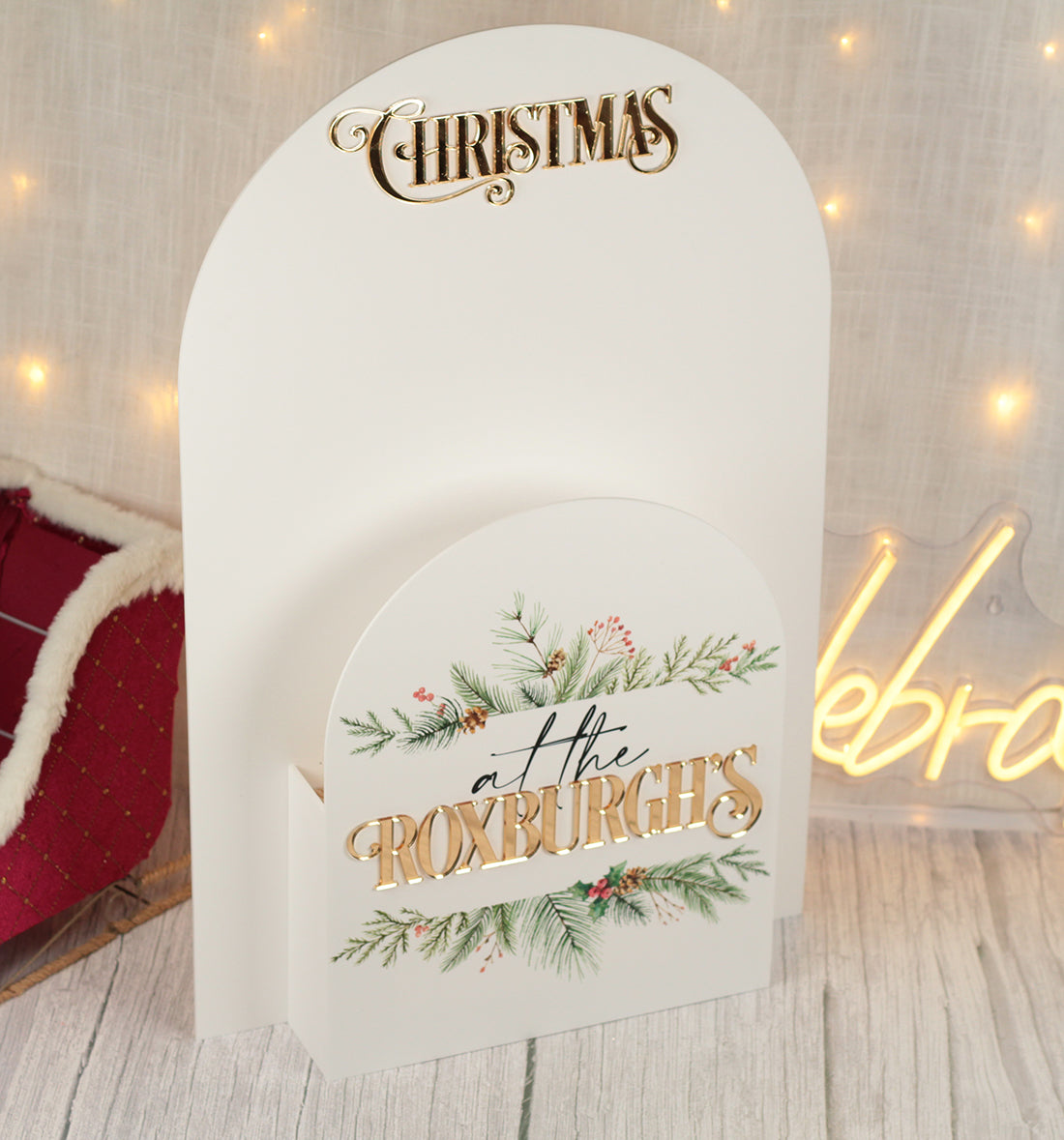 Personalised Freestanding Acrylic Christmas Flower Display Box Sign