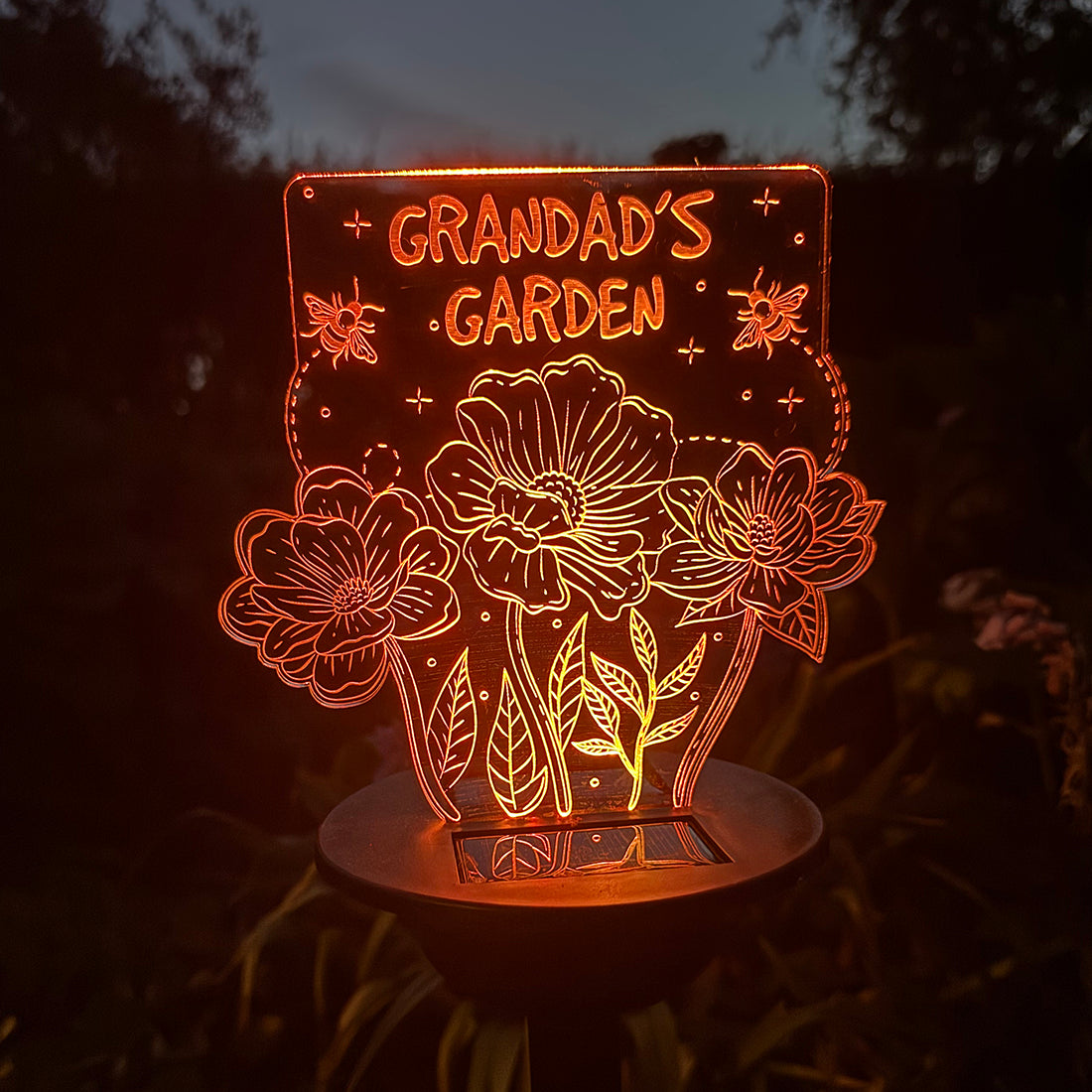Flowers and Bees Colour Changing Garden Solar Light