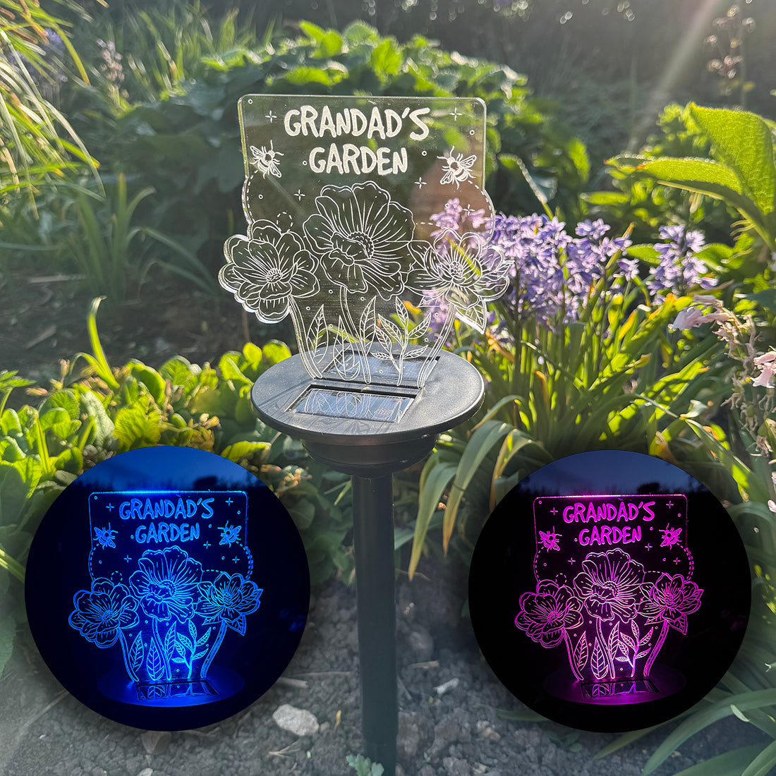 Flowers and Bees Colour Changing Garden Solar Light