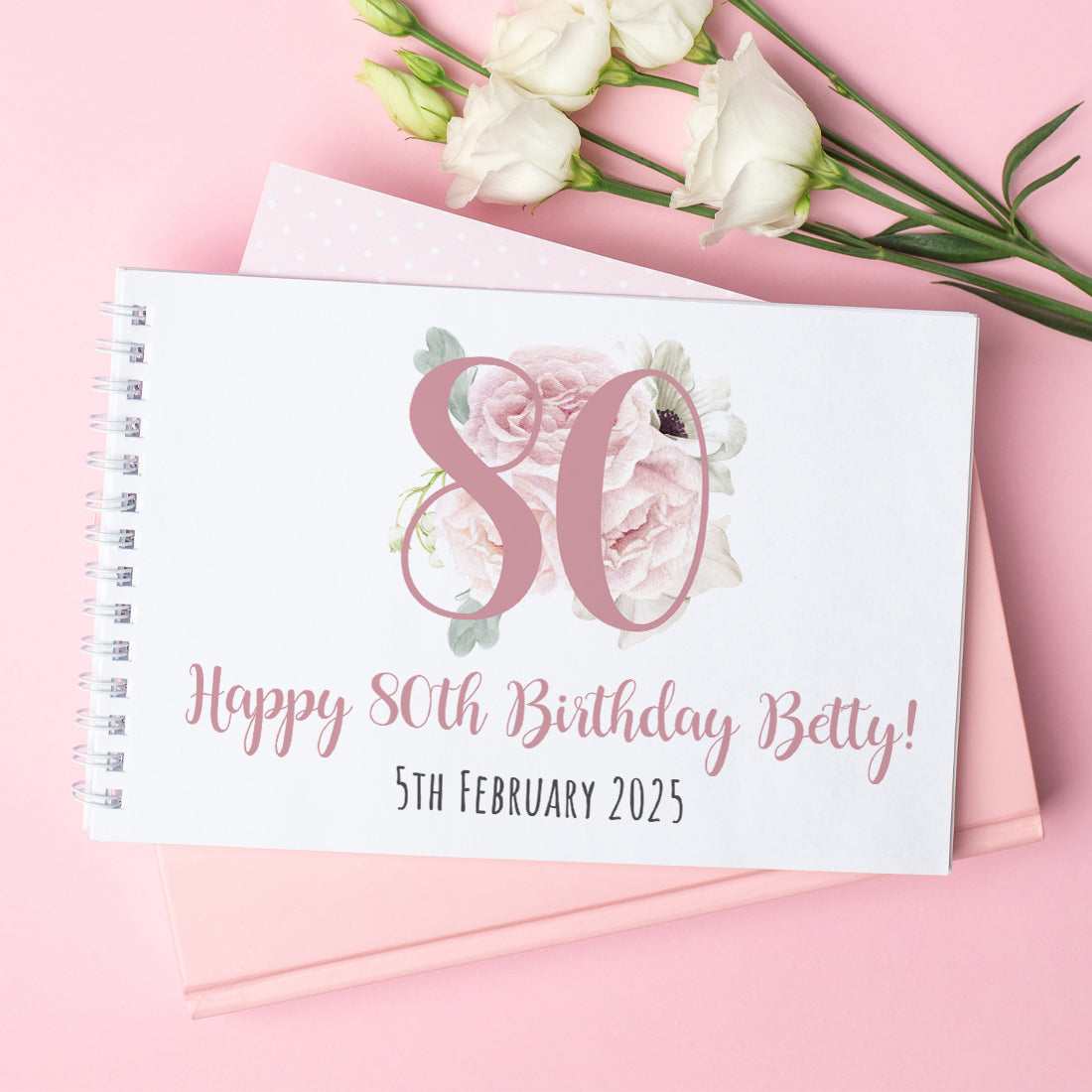 Personalised Watercolour Flowers Birthday Party Guest Book Scrapbook Album