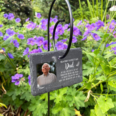 Heavenly Father's Day Photo Printed Garden Rectangle Slate Tag Wire Holder