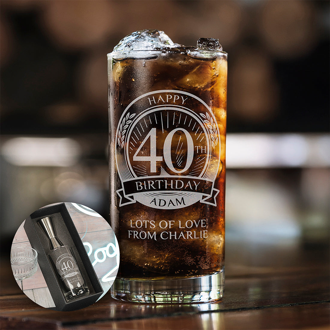 40th Birthday Highball Glass and Gift Boxed Set