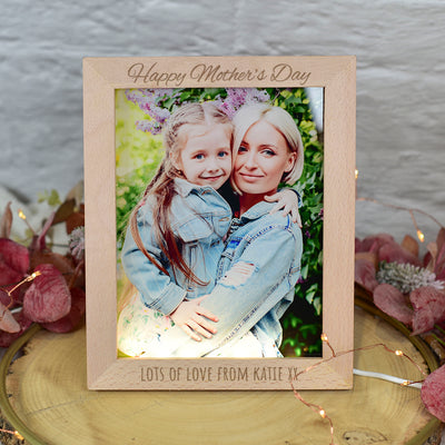 Personalised Mother's Day Photo Light Up LED Wooden Picture Frame
