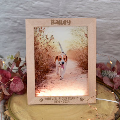 Personalised Pet Memorial Photo Light Up LED Wooden Keepsake Picture Frame