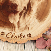 Engraved Pet Photo Tree Log Wood Slice Sign Decoration