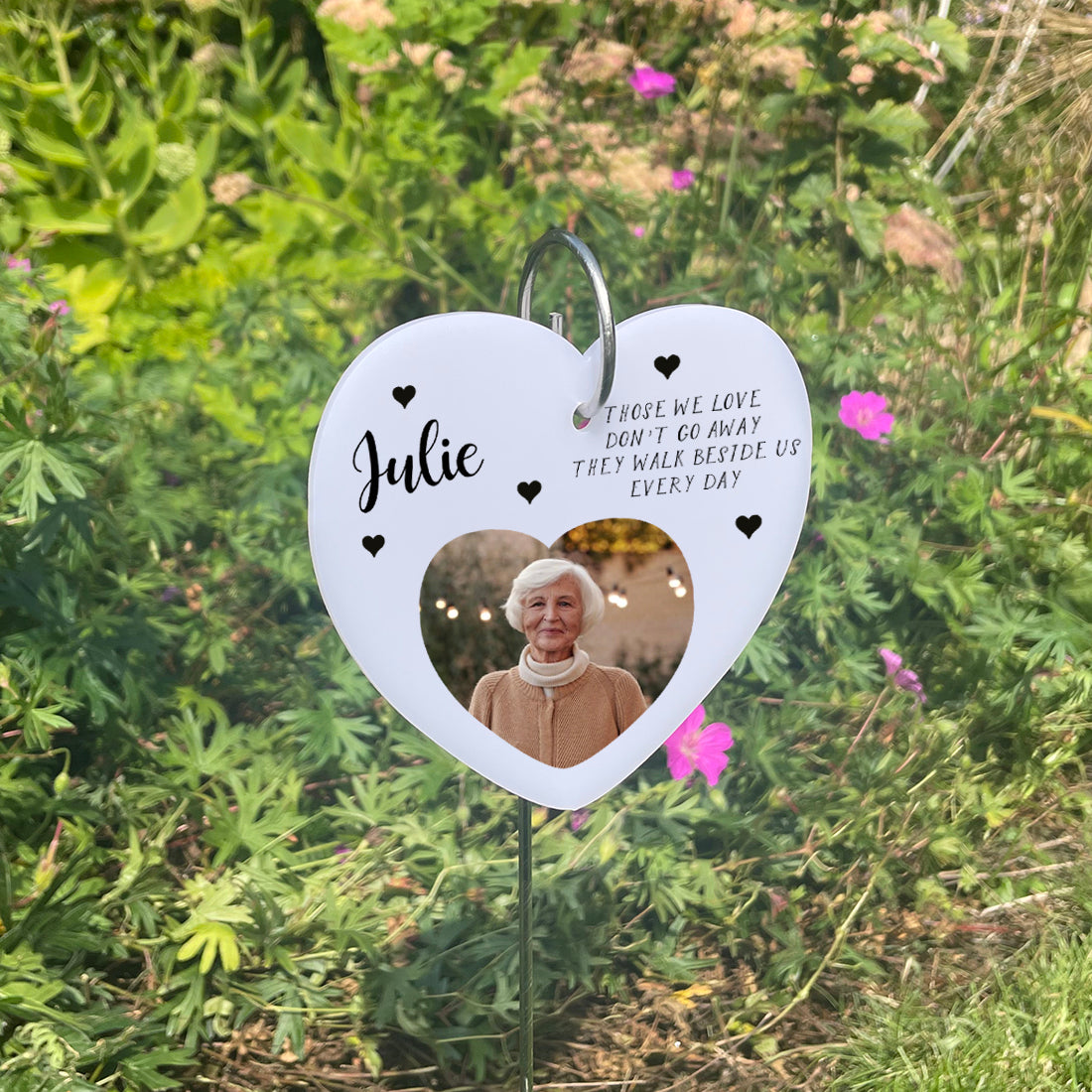 Acrylic Heart Photo Memorial Poem Garden Tag Wire Holder-Love Lumi Ltd