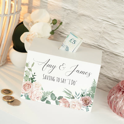 Watercolour Flowers Wedding Fund Money Box