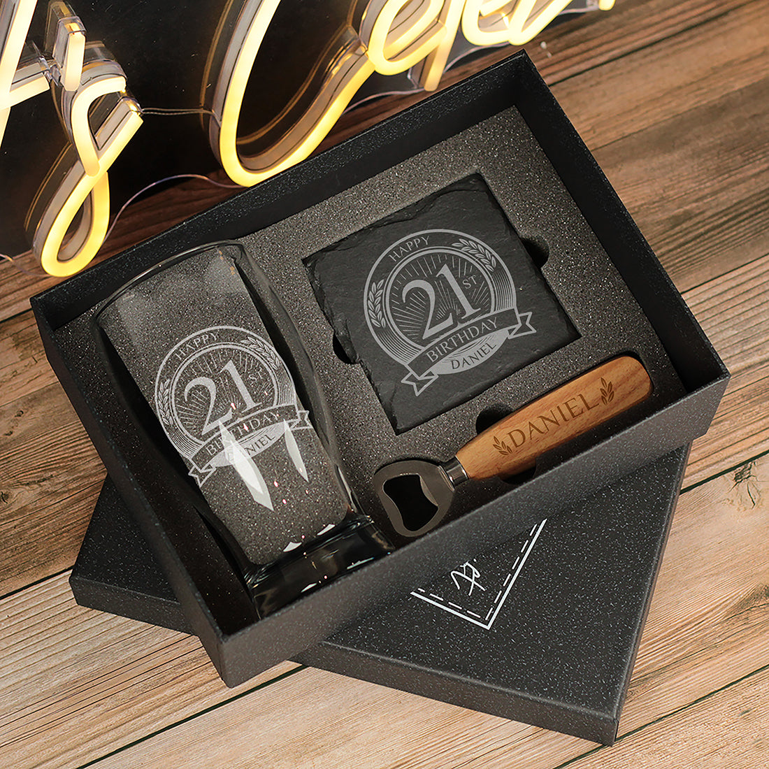 Happy Birthday Emblem Pint Glass Gift Set
