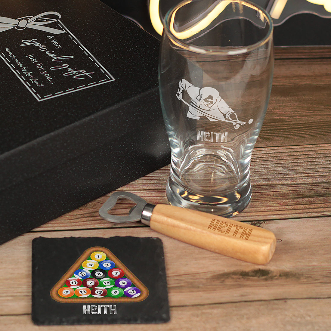 Pool Player Pint Glass Boxed Gift Set