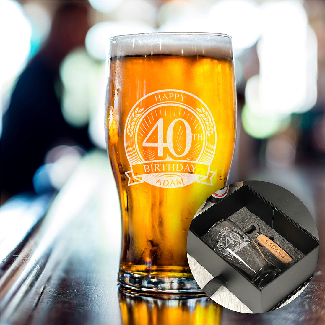 Happy 40th Birthday Engraved Pint Glass