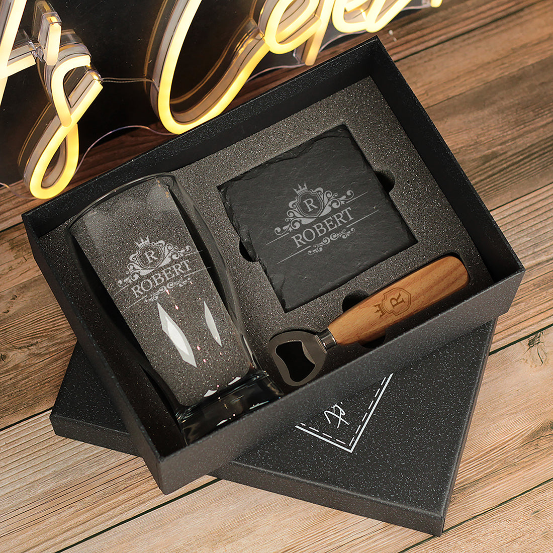 Regal Frame Initial Pint Glass Boxed Gift Set