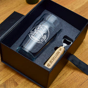 Luxury Gift Boxed Motorcycle Motorbike Beer Pint Glass And Bottle Opener Set