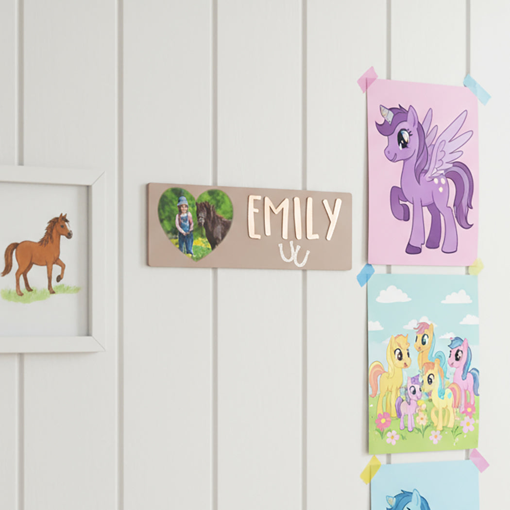 Pony Photo and Name 3D Acrylic Bedroom Sign