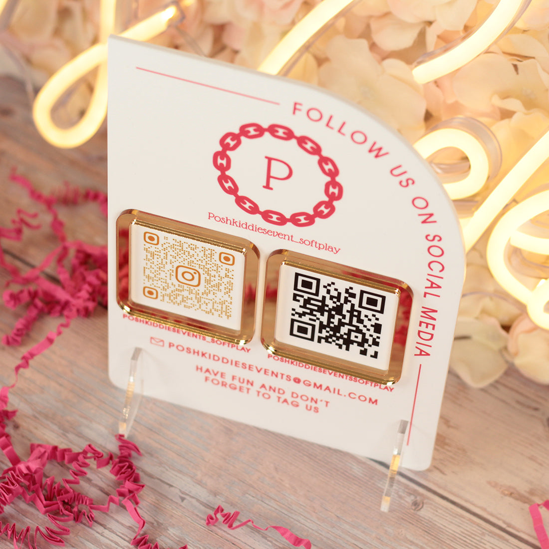 Modern Arch Acrylic Branded Social Media Website QR Code Sign
