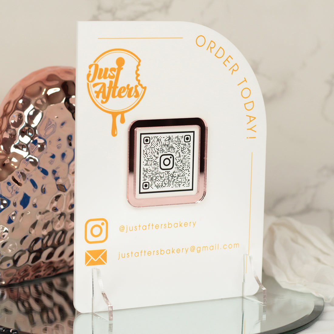 Modern Arch Acrylic Branded Social Media Website QR Code Sign-Love Lumi Ltd