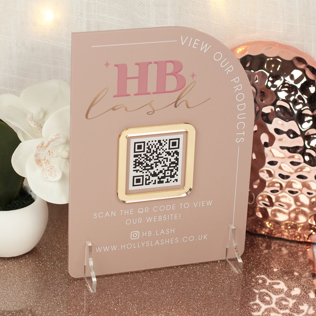 Modern Arch Acrylic Branded Social Media Website QR Code Sign-Love Lumi Ltd