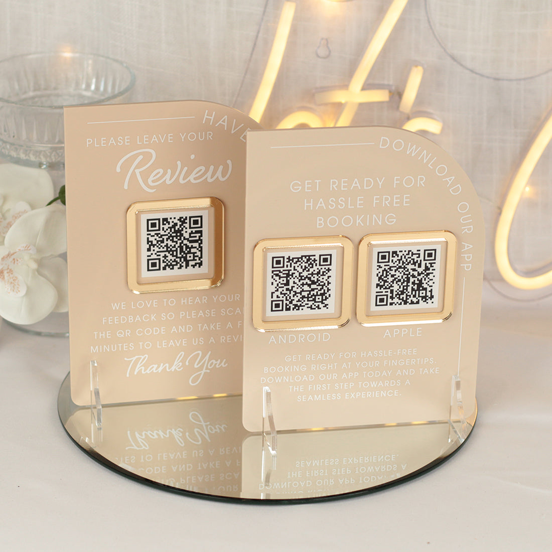 Modern Arch Acrylic Branded Social Media Website QR Code Sign-Love Lumi Ltd