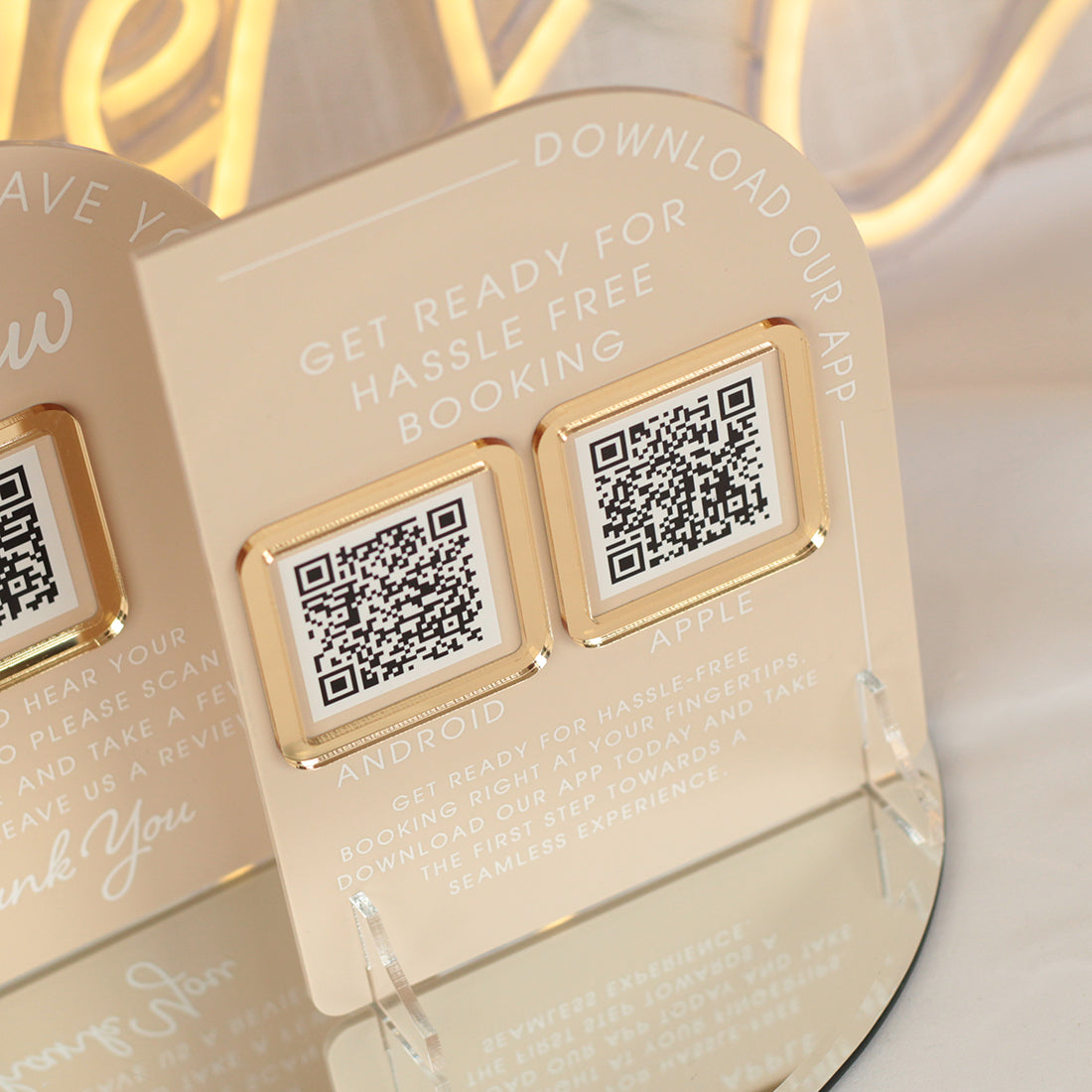 Modern Arch Acrylic Branded Social Media Website QR Code Sign-Love Lumi Ltd
