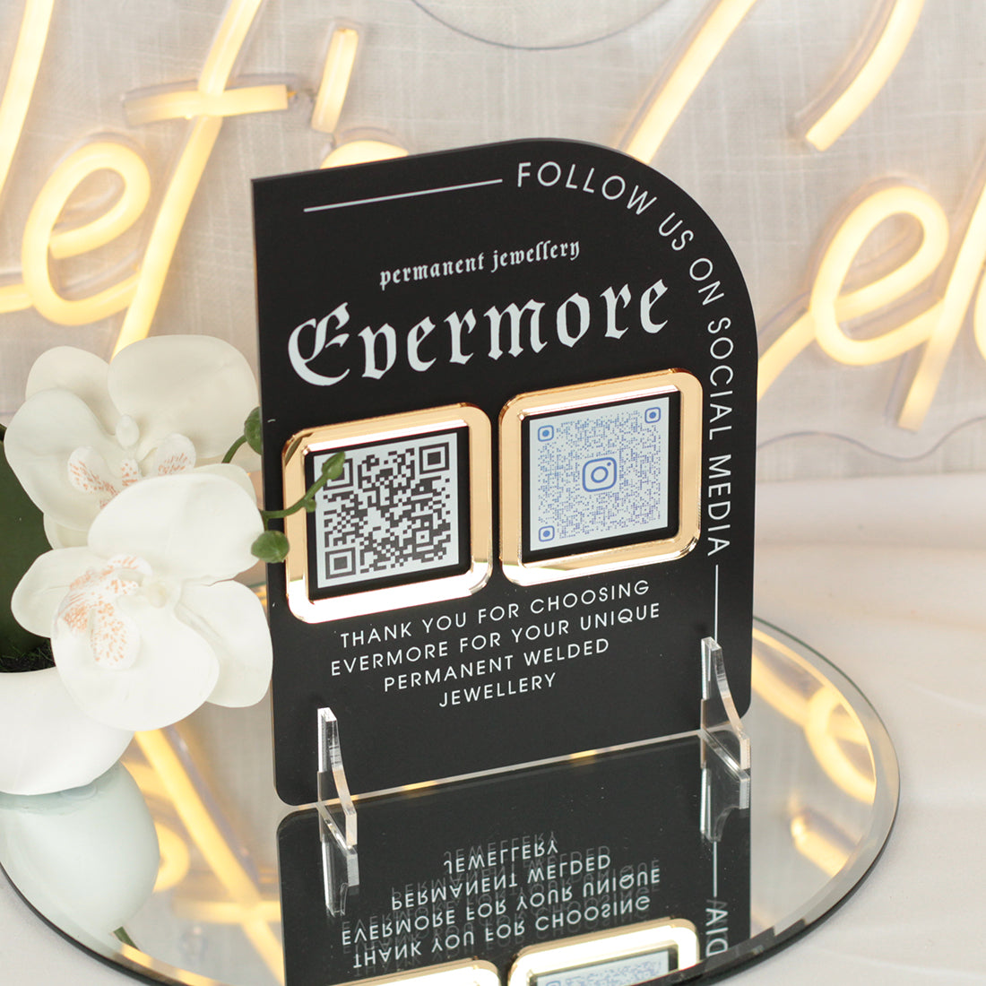 Modern Arch Acrylic Branded Social Media Website QR Code Sign-Love Lumi Ltd
