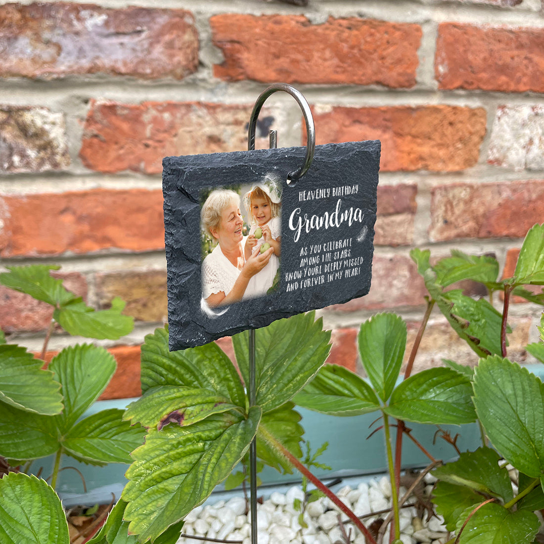 Heavenly Birthday Photo Printed Garden Rectangle Slate Tag Wire Holder-Love Lumi Ltd