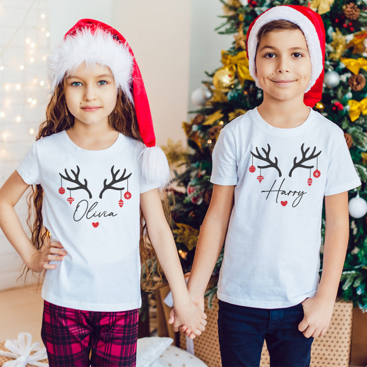 Reindeer Family Matching Christmas T-Shirts and Baby Grow Set