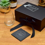 Luxury Gift Boxed Sparkly Circle Birthday Stemless Glass and Coaster Set