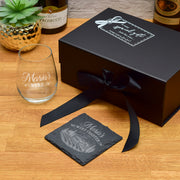 Luxury Gift Boxed Vineyard Stemless Wine Glass and Coaster Set