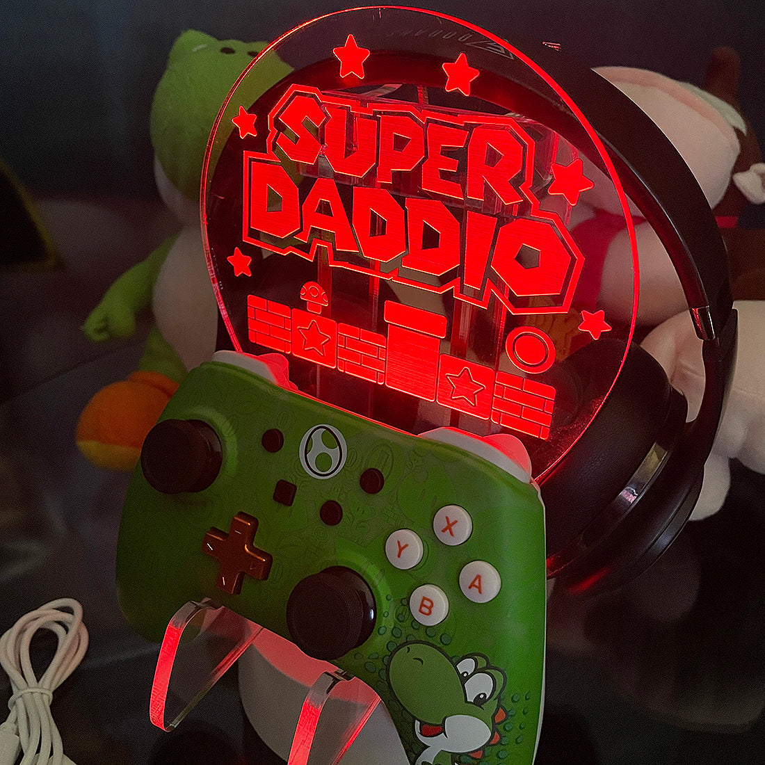 Super Gamer LED Light Controller and Headset Gaming Station with Colour Changing base-Love Lumi Ltd