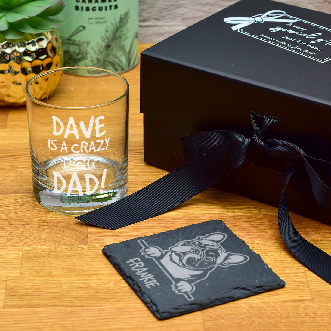 Crazy Dog Dad Engraved Whiskey Glass