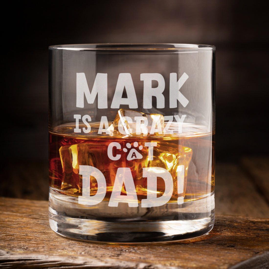 Crazy Cat Dad Engraved Whiskey Glass